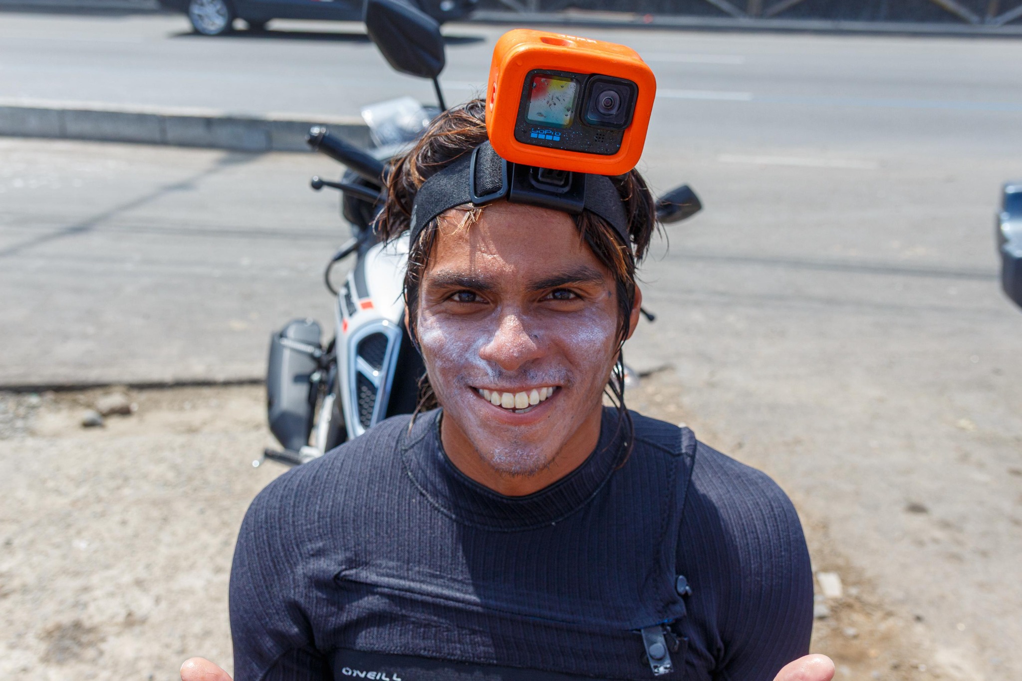 Monkey Surf instructor with an action camera